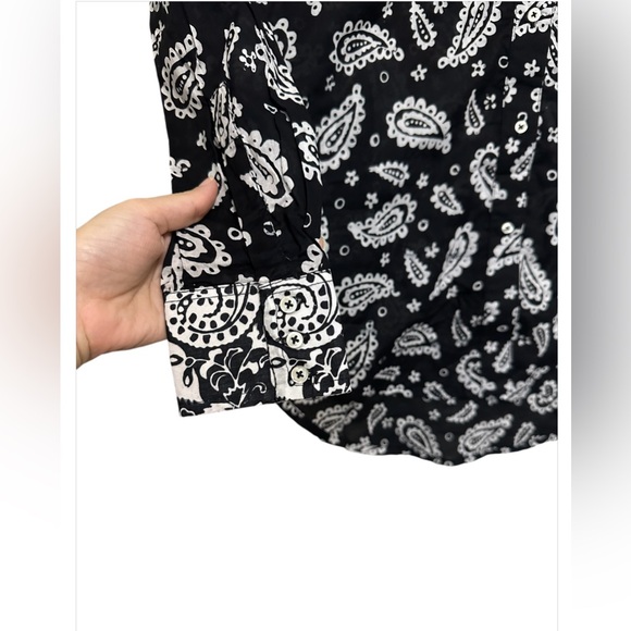 NWT | One Teaspoon Hand Batik Paisley Western Shirt - Black 100% Cotton - Picture 10 of 12
